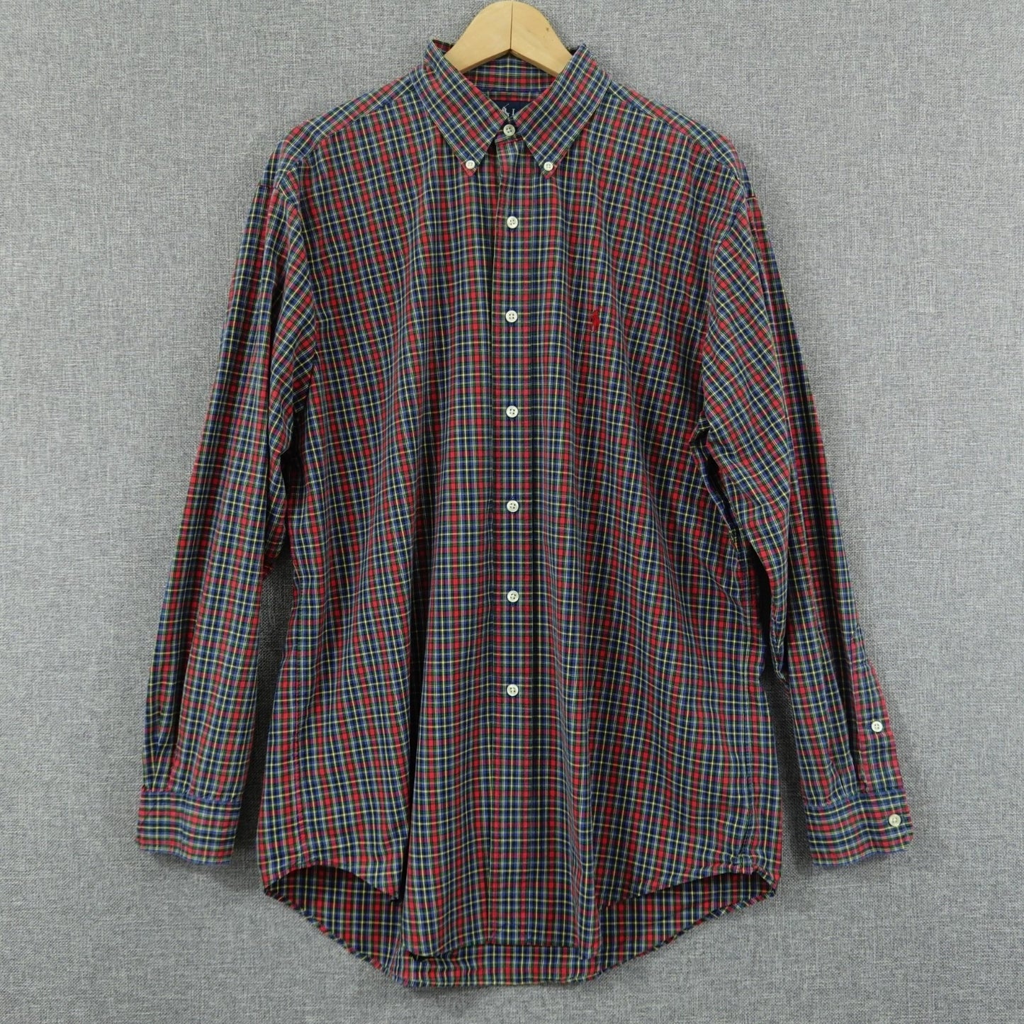 Ralph Lauren Classic Fit Plaid Shirt Red Multicolor Cotton - Size L