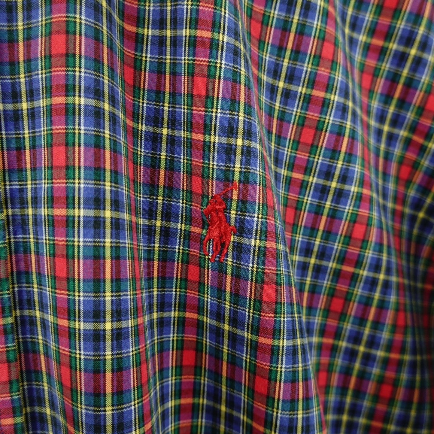 Ralph Lauren Classic Fit Plaid Shirt Red Multicolor Cotton - Size L