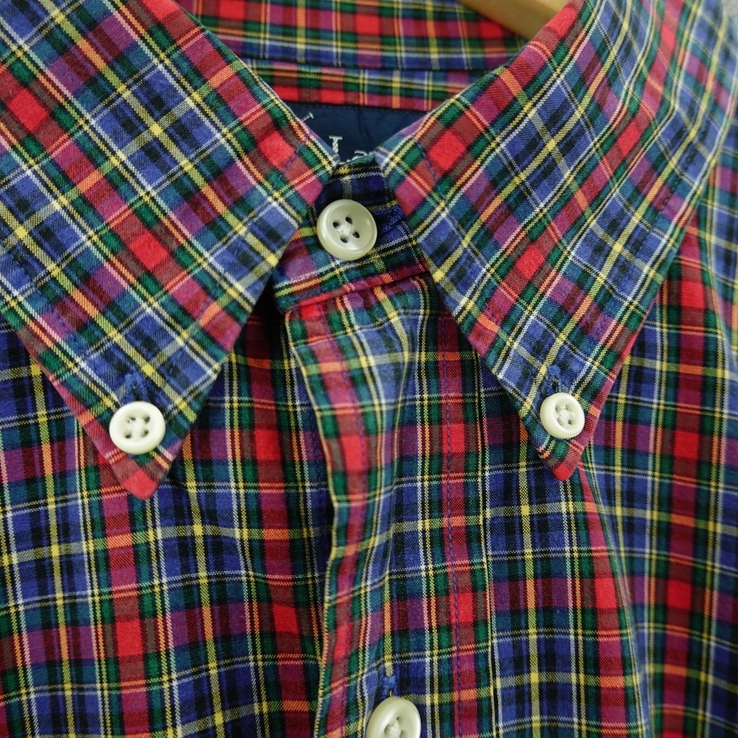 Ralph Lauren Classic Fit Plaid Shirt Red Multicolor Cotton - Size L