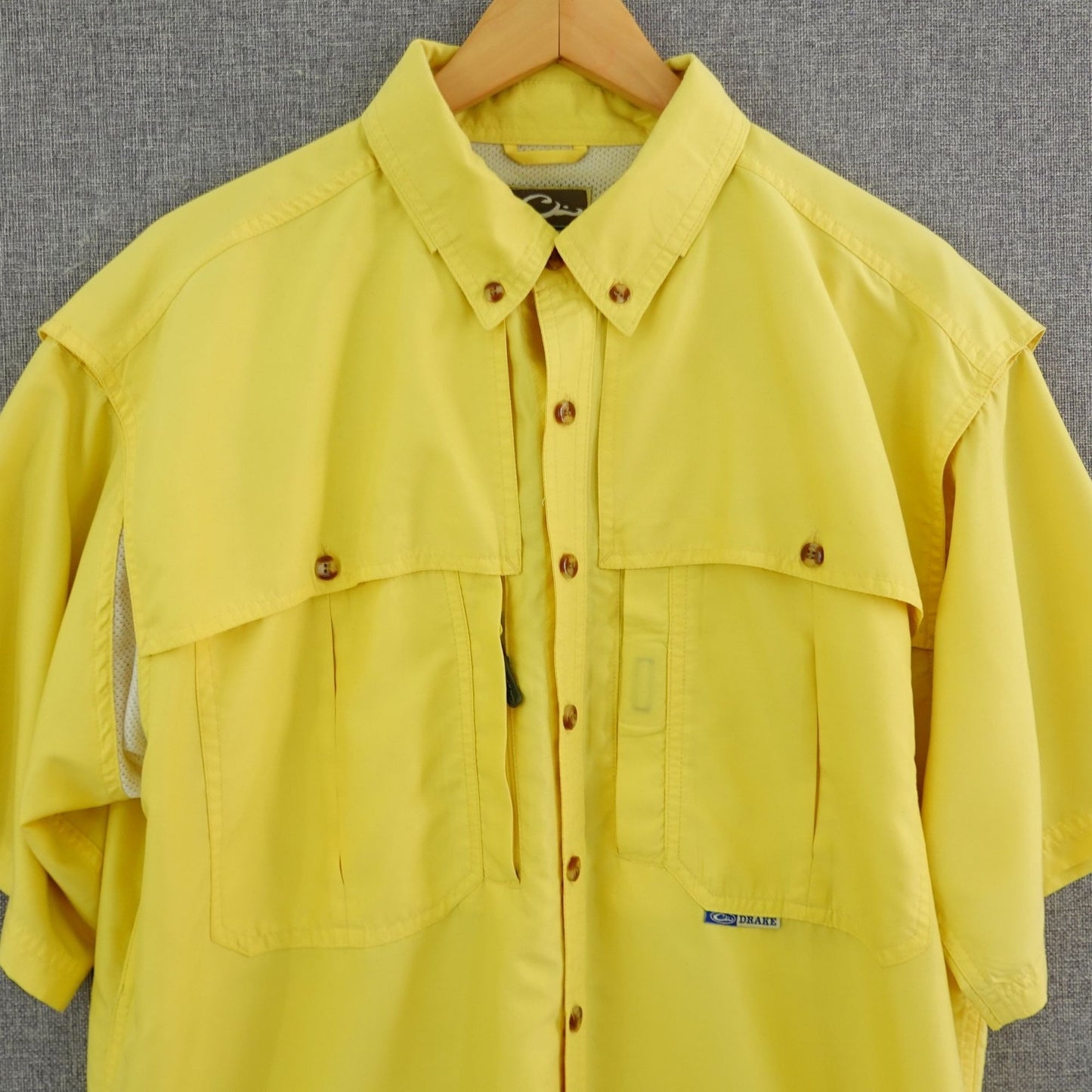 Drake Waterfowl Vented Outdoor Short Sleeve Shirt Yellow - Size M