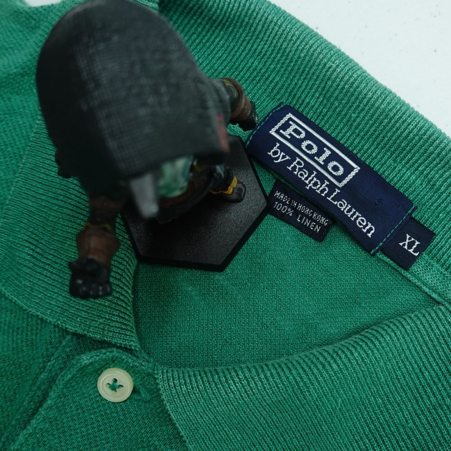 Vintage Polo by Ralph Lauren Green Linen Polo Shirt - Size XL