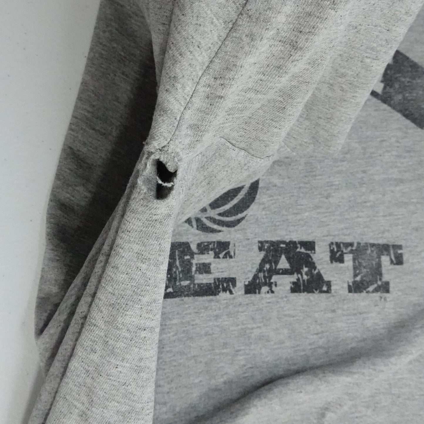 Vintage Y2K Miami Heat Gray Distressed Tee - Size L