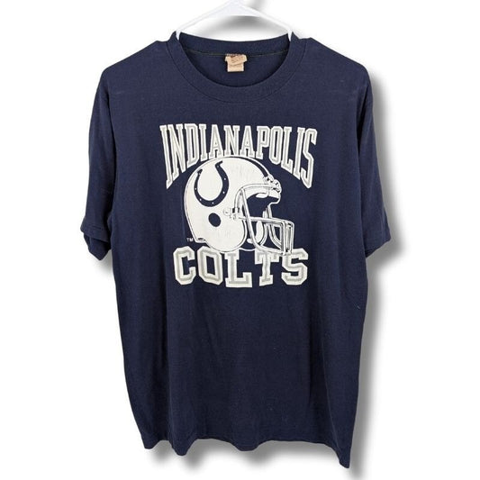 Vintage 80s Indianapolis Colts Navy Blue Tee - Size M