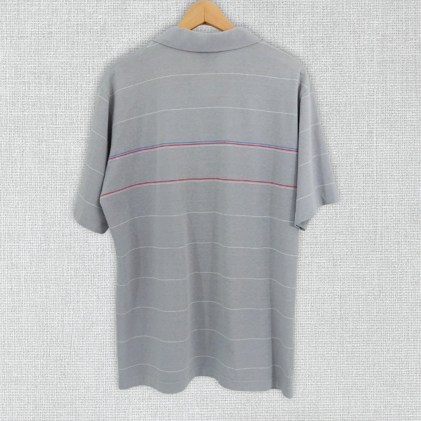 Vintage 80's Tour Collection Gray Striped Golf Shirt - Size Large