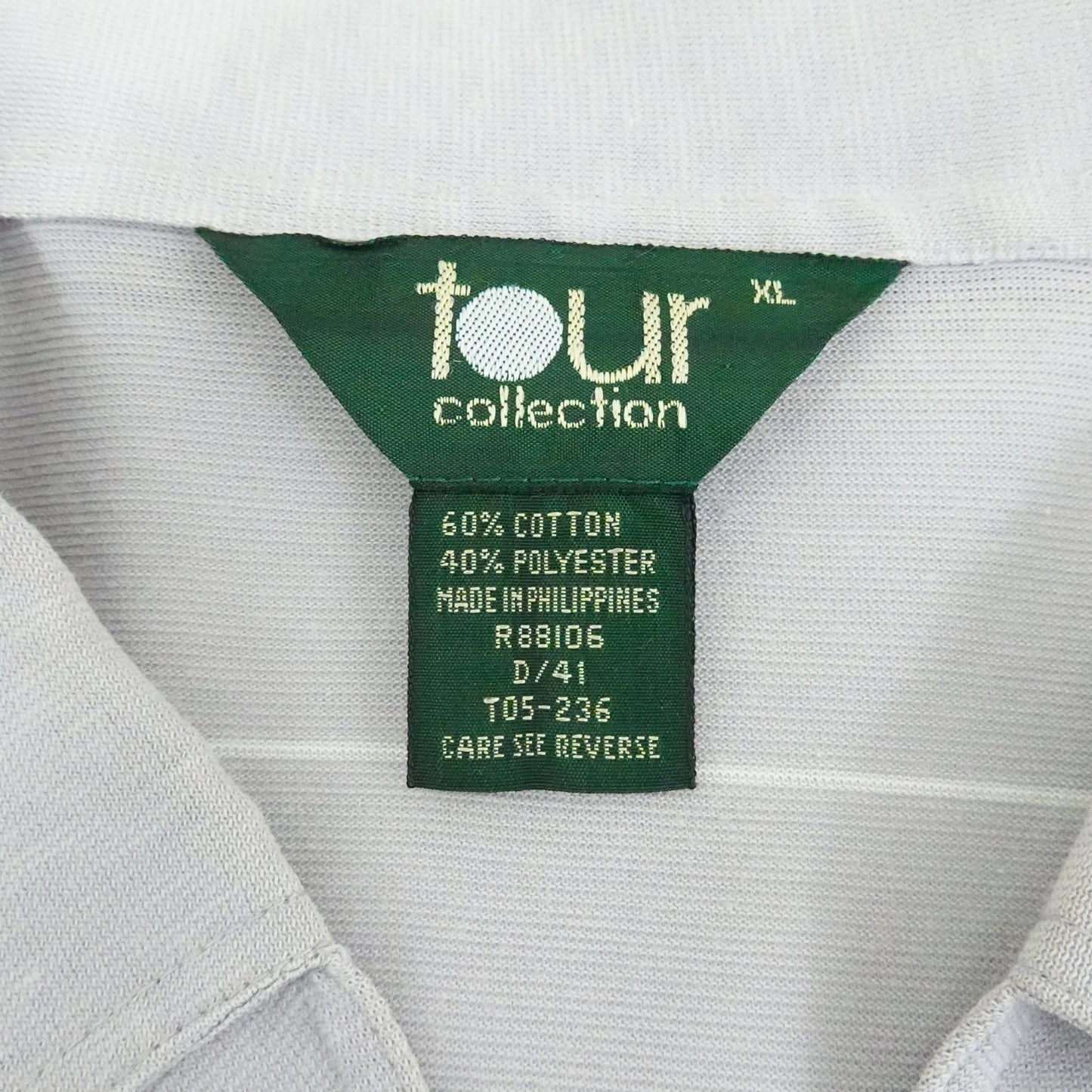 Vintage 80's Tour Collection Gray Striped Golf Shirt - Size Large