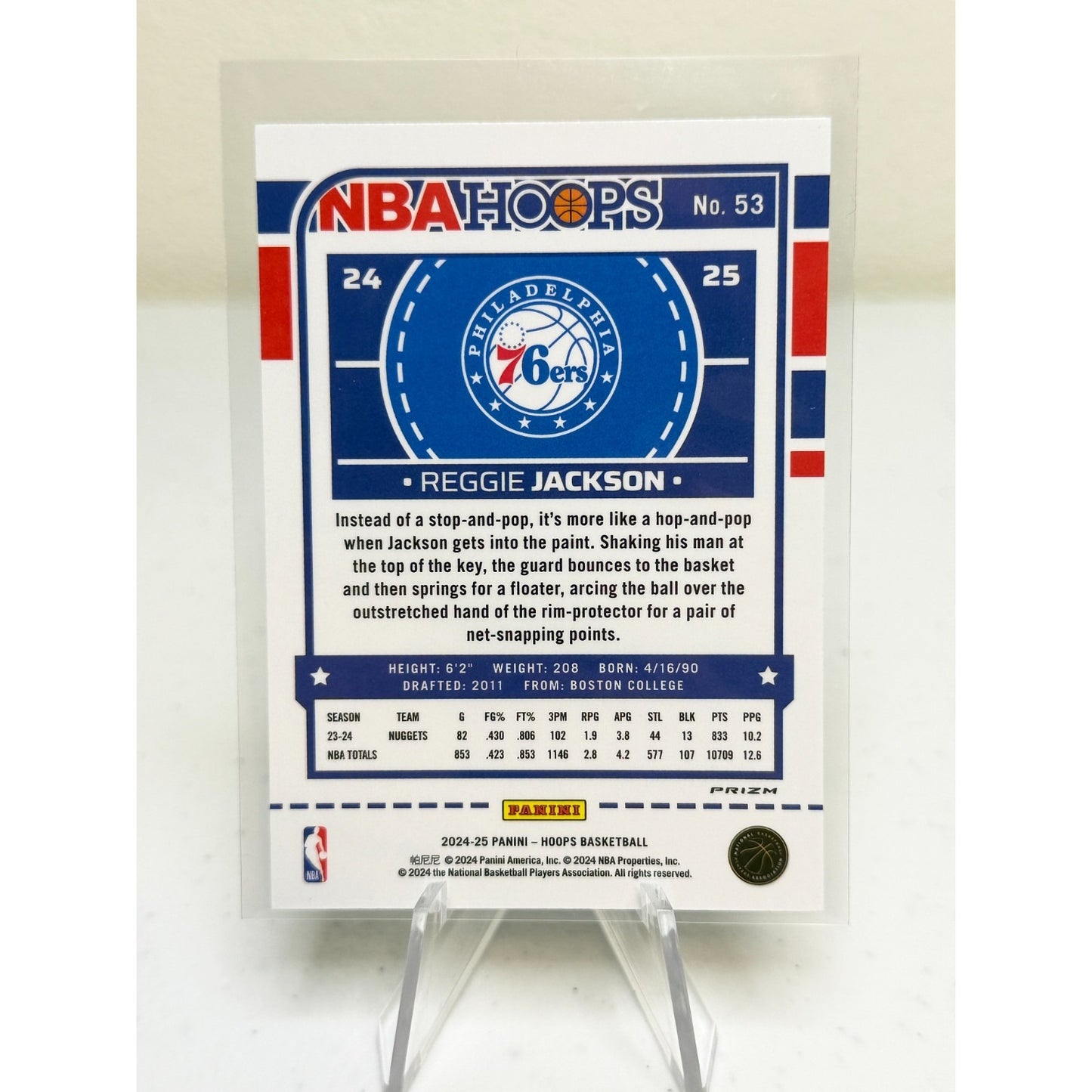 2024-25 Panini NBA Hoops Premium Green Prizm Reggie Jackson #53