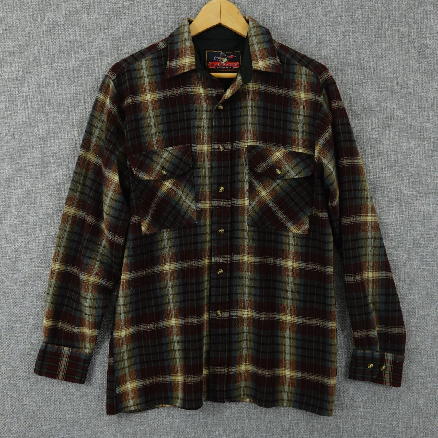 Vintage Back Packer Sportswear Multicolor Plaid Lined Flannel Shirt - Size M
