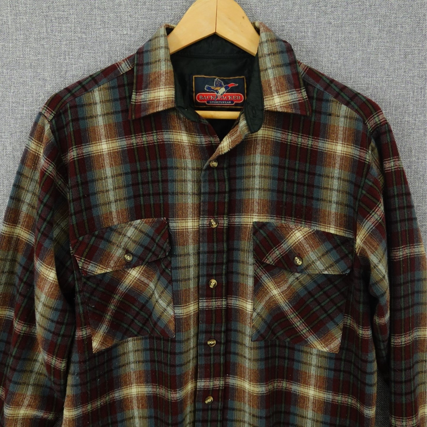 Vintage Back Packer Sportswear Multicolor Plaid Lined Flannel Shirt - Size M