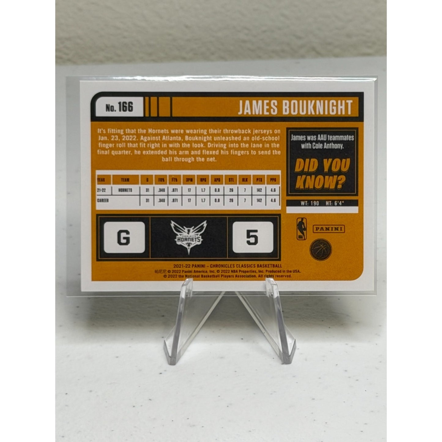 2021-22 Panini Chronicles Classics James Bouknight (RC) #166