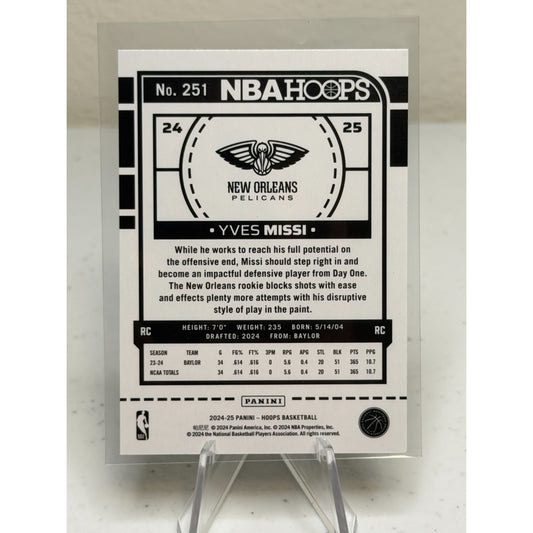 2024-25 Panini NBA Hoops Yves Missi (RC) #251 New Orleans Pelicans