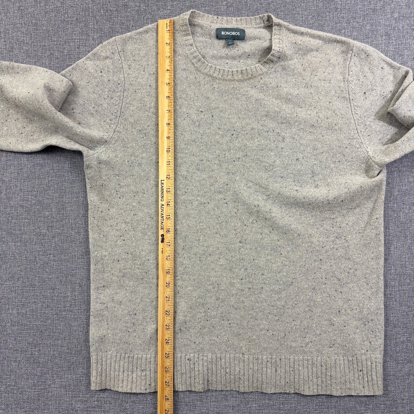 Bonobos Slim Fit Crewneck Sweater Men’s L Beige Flecked Merino Wool Pullover