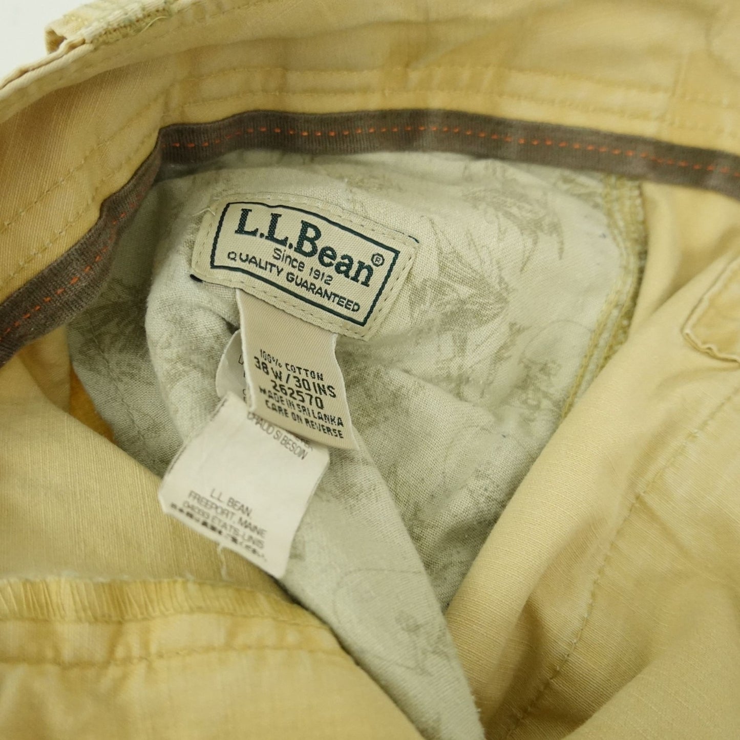 Vintage L.L. Bean Men’s Cargo Utility Pants Khaki Cotton 38x30
