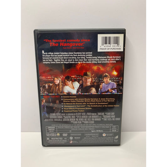 Zombieland DVD (2009) Woody Harrelson Jesse Eisenberg Emma Stone Abigail Breslin