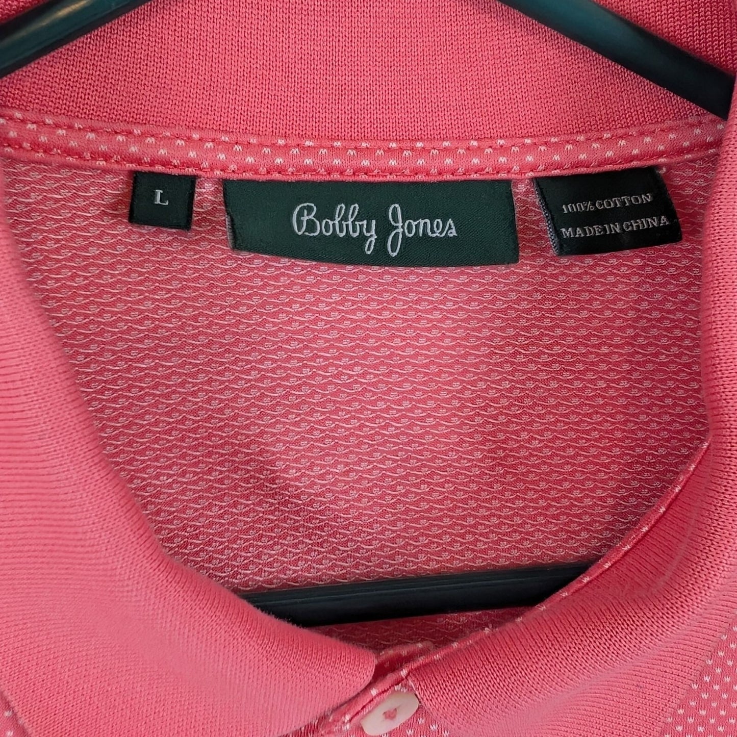 Bobby Jones Pink Microdot Polo Shirt Size L 100% Cotton Golf Classic Fit