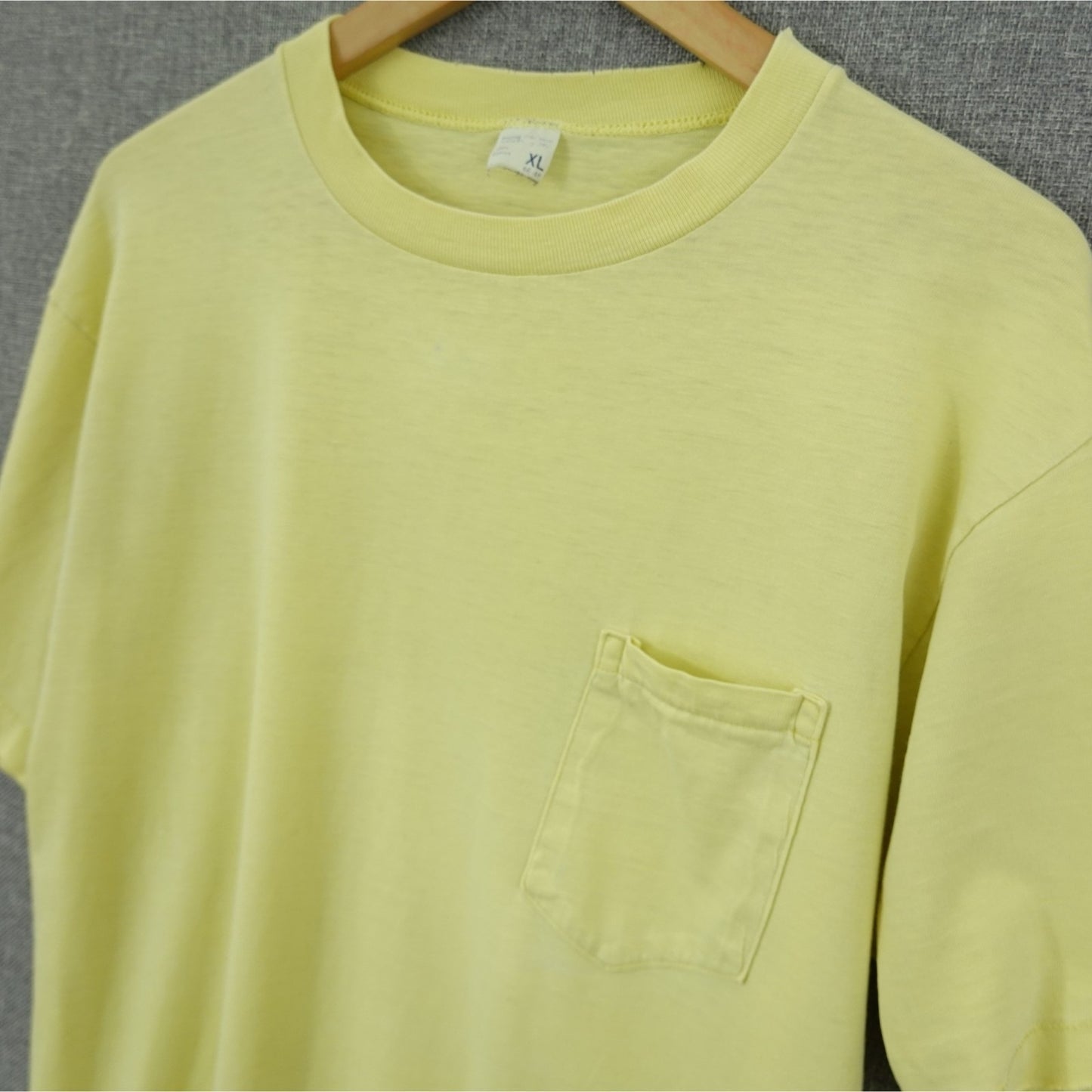 Vintage 70's JCPenney Yellow Pocket Tee USA Made Cotton - Size Large