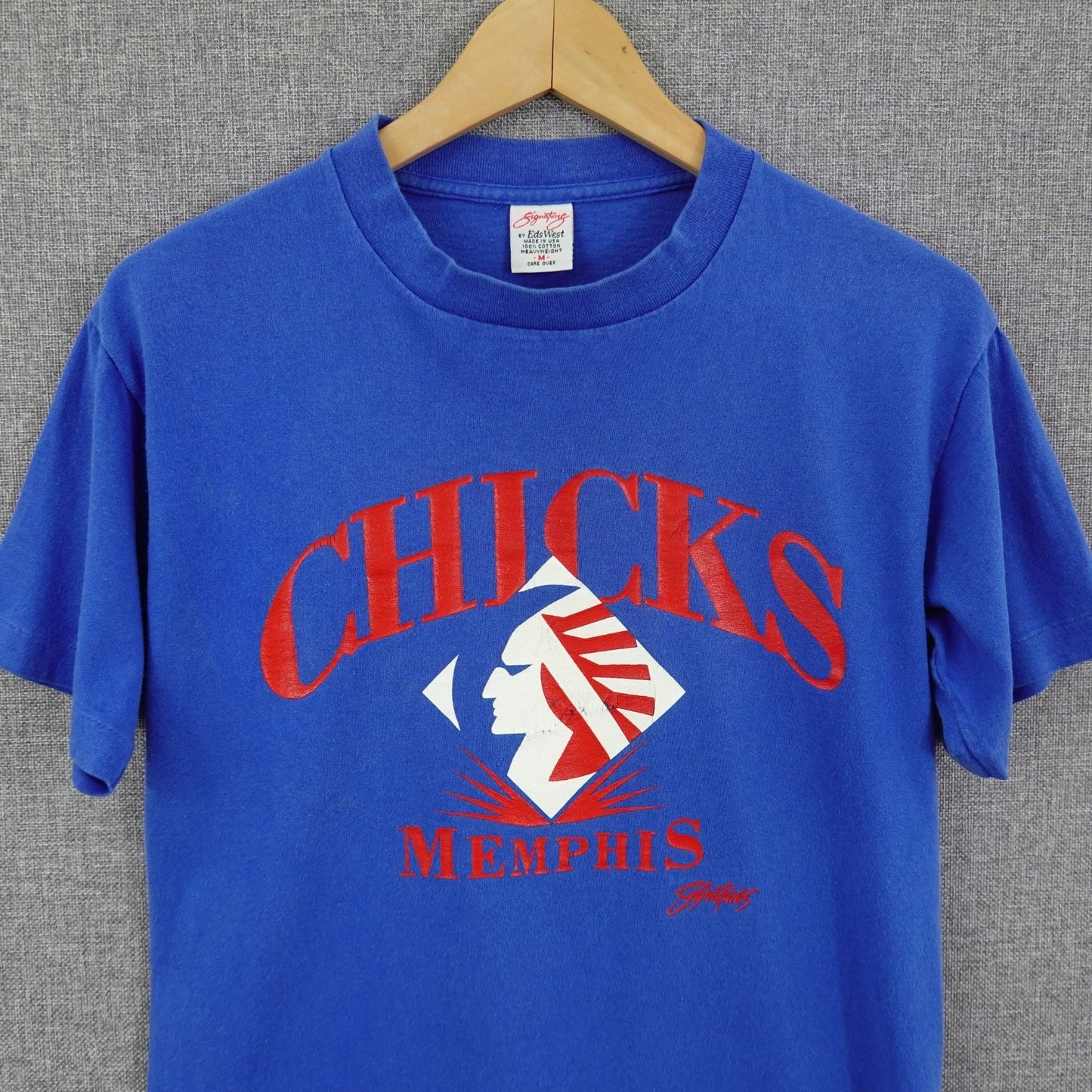 Vintage 90s Memphis Chicks Baseball Blue T-Shirt Made In USA - Size Small