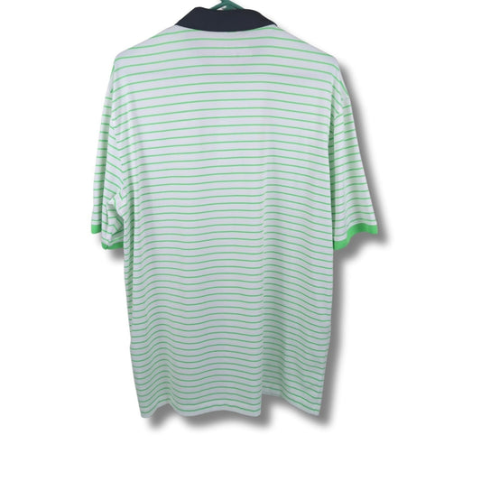 Nike Golf Tour Performance Polo Shirt L White Green Stripe Dri-FIT Swoosh