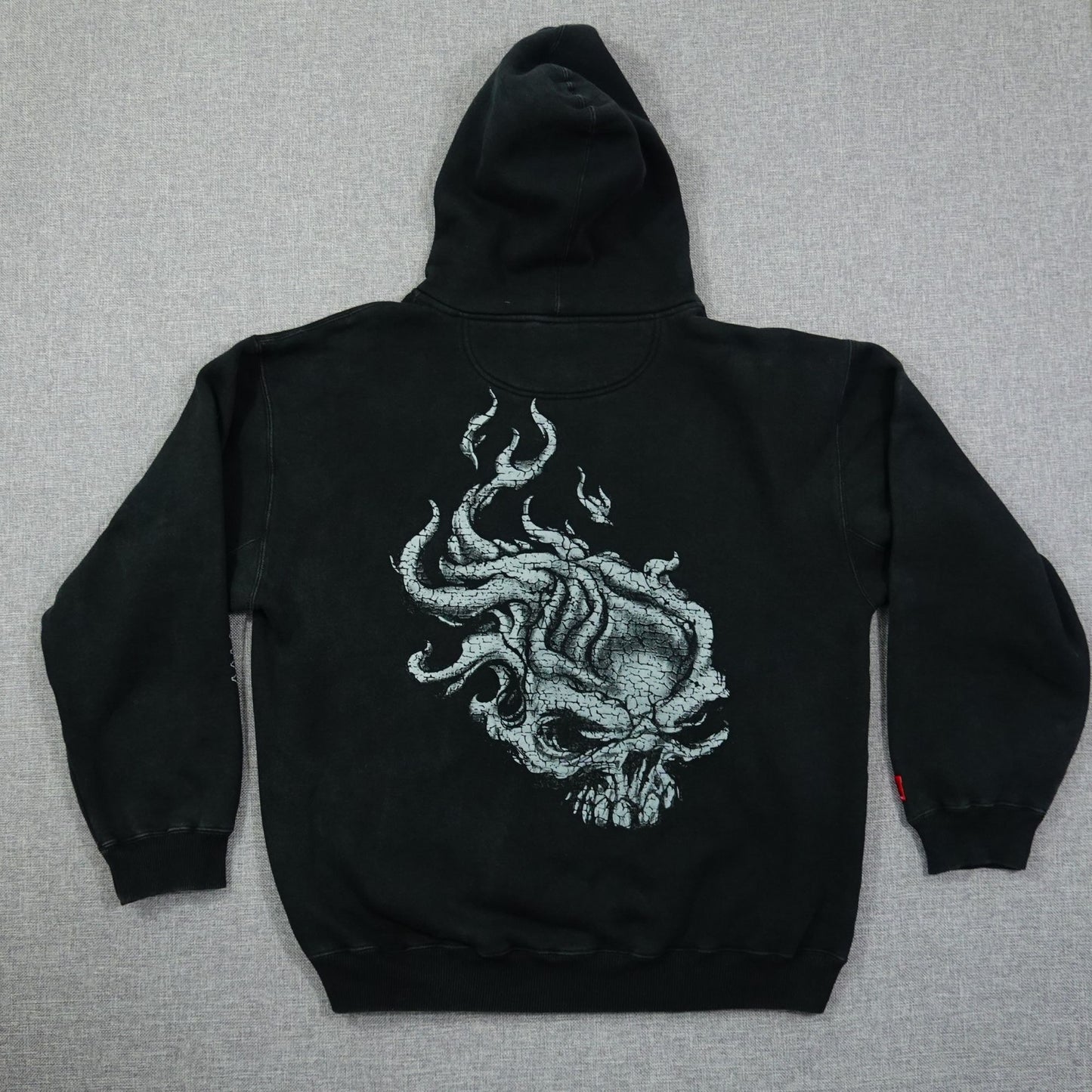 Vintage Y2K JNCO Jeans Flame Skull Black Hoodie - Size XL