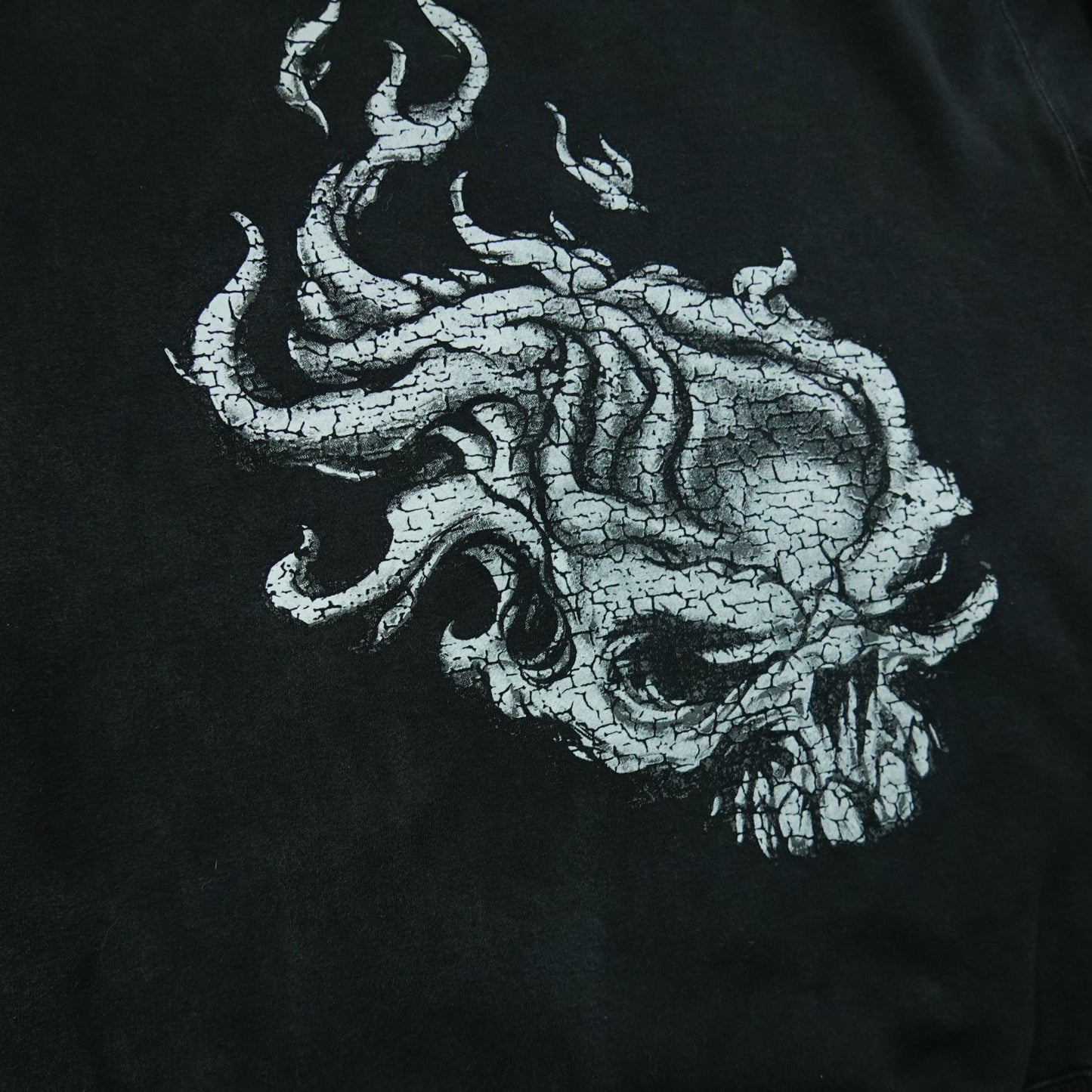 Vintage Y2K JNCO Jeans Flame Skull Black Hoodie - Size XL