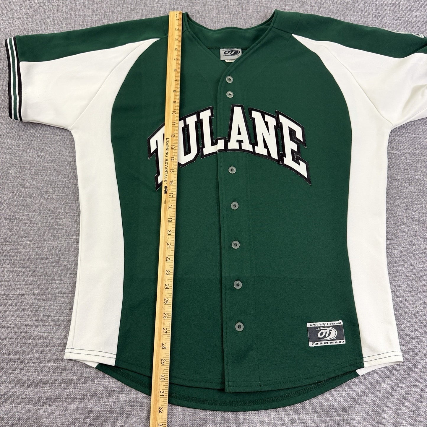 Vintage 90s/Y2K Tulane Green Wave Button Up Baseball Jersey Size XL EUC