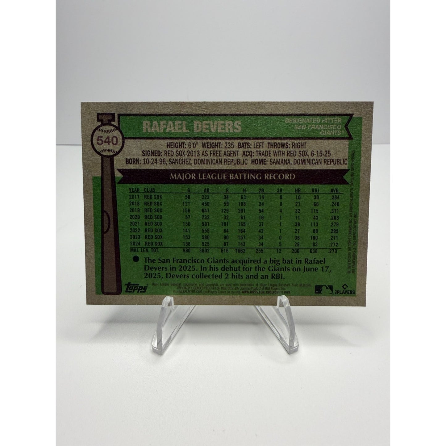 2025 Topps Heritage - Rafael Devers #540
