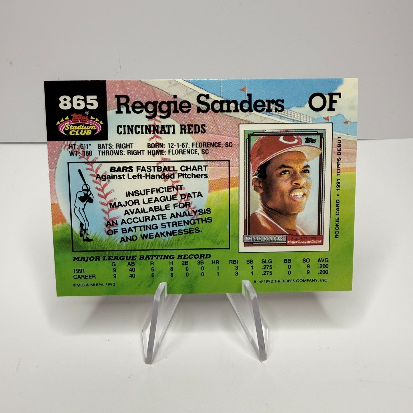 1992 Topps Stadium Club - Reggie Sanders #865 (NM-M)