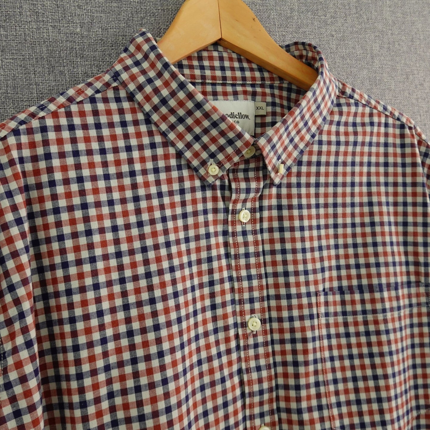 Goodfellow & Co Red Navy White Long Sleeve Gingham Shirt - Size 2XL