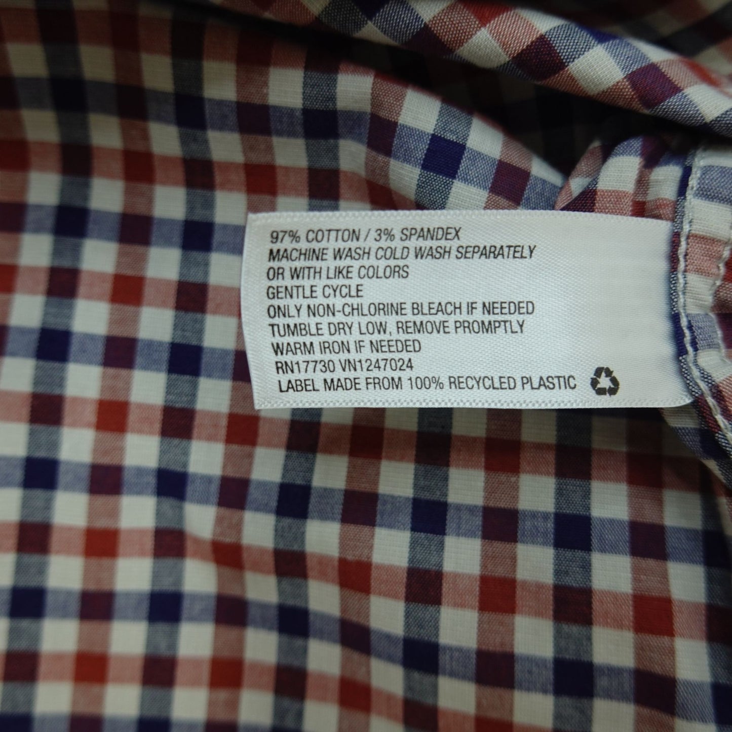 Goodfellow & Co Red Navy White Long Sleeve Gingham Shirt - Size 2XL