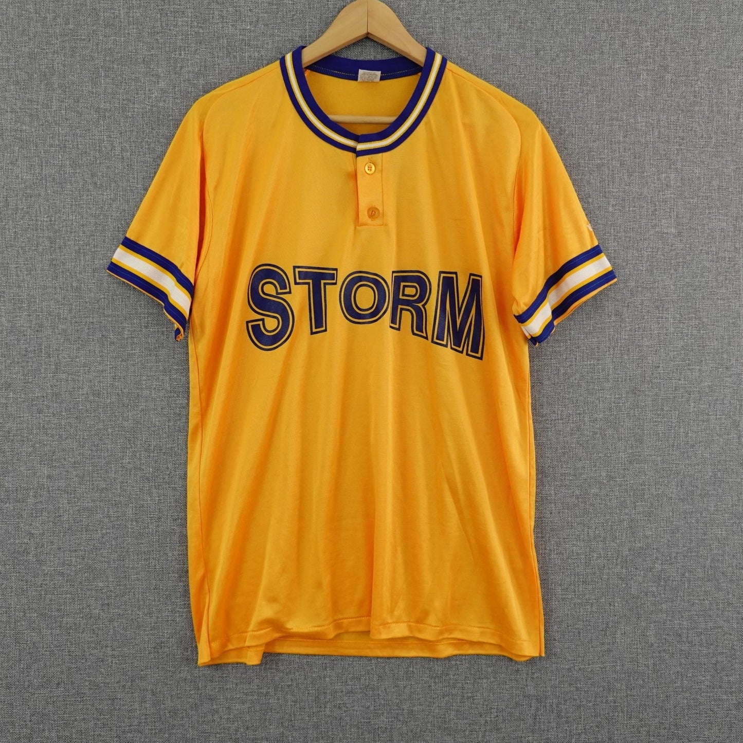 Vintage 80's Wilson "Storm" Yellow Blue Athletic Jersey - Size Large