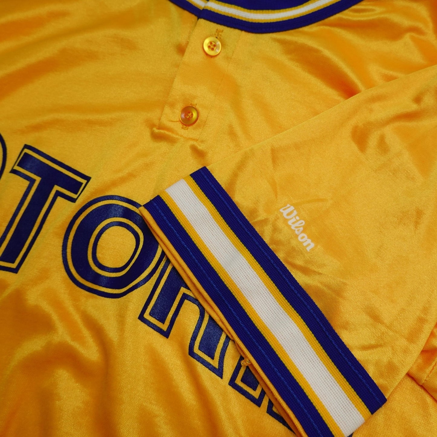 Vintage 80's Wilson "Storm" Yellow Blue Athletic Jersey - Size Large