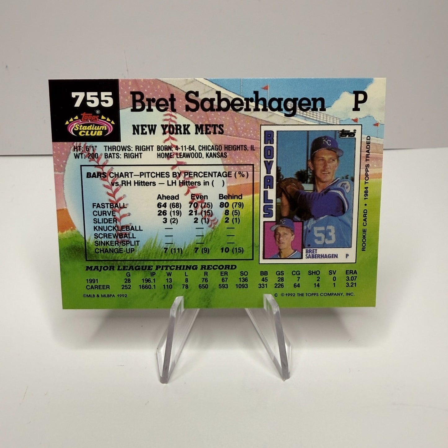 1992 Topps Stadium Club - Bret Saberhagen #755 (NM-M)
