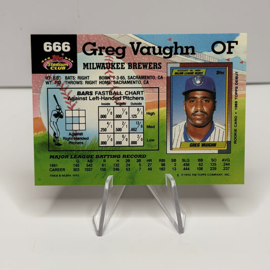 1992 Topps Stadium Club - Greg Vaughn #666 (NM-M)
