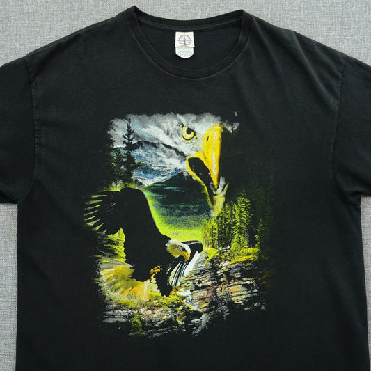 Vintage Delta Pro Weight Eagle Graphic T-Shirt Black - Size XL