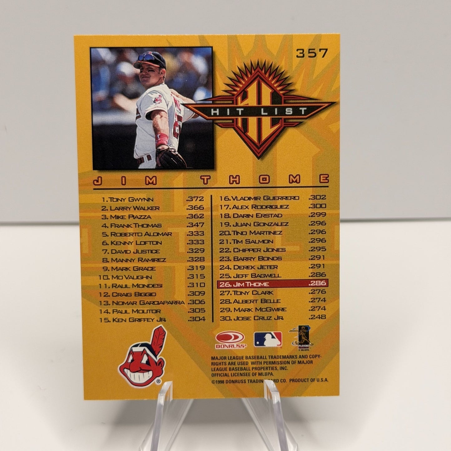 1998 Donruss - Hit List Jim Thome #357