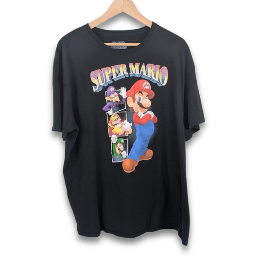 Super Mario Bros 2XL Black Graphic T-Shirt Nintendo Waluigi Wario Luigi