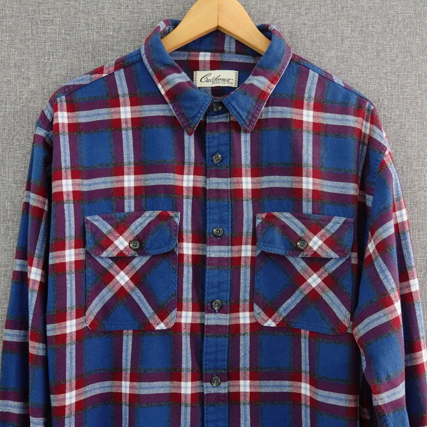 California Shirt Co. Blue Plaid Long Sleeve Flannel - Size XL