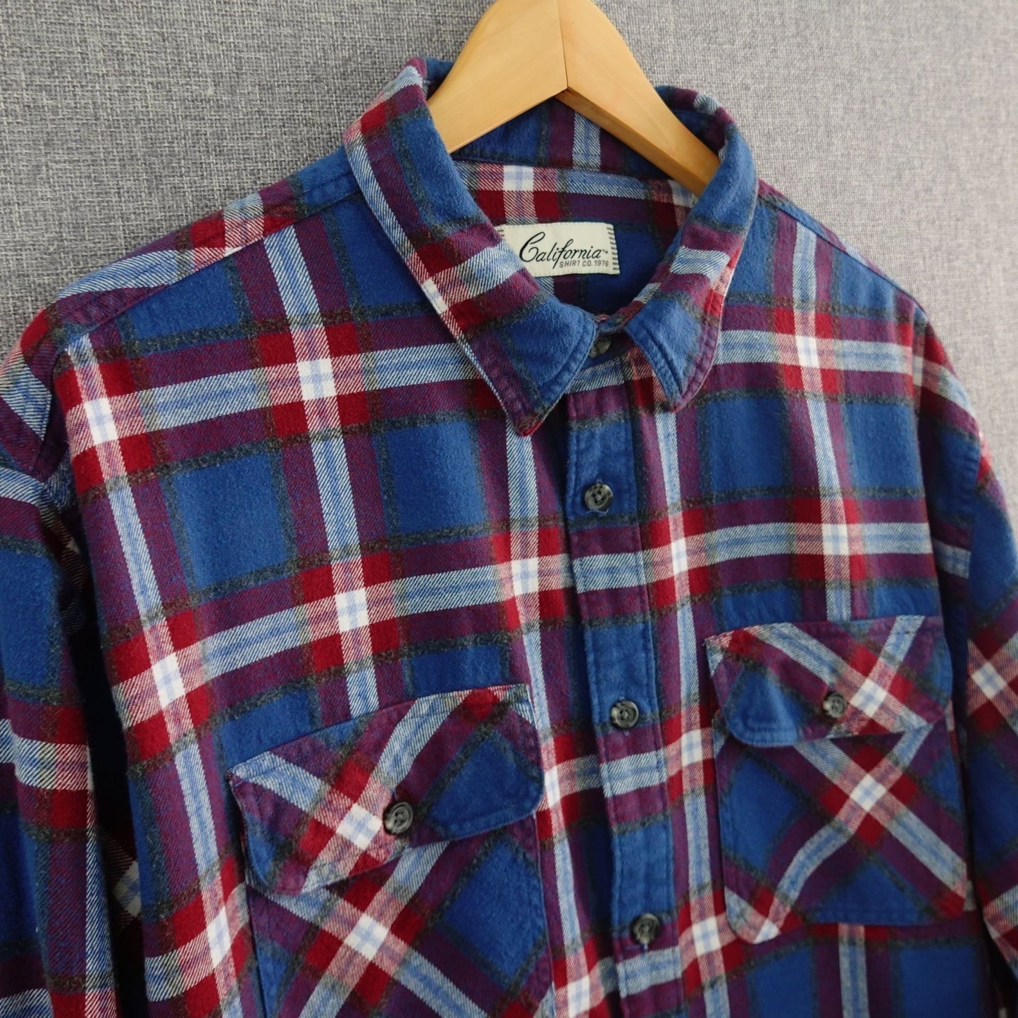California Shirt Co. Blue Plaid Long Sleeve Flannel - Size XL