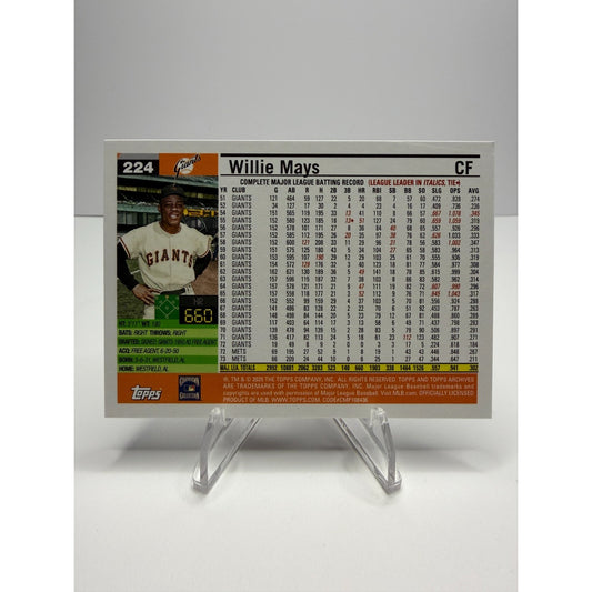 2025 Topps Archives - 2005 Topps Willie Mays #224 Black Foilboard