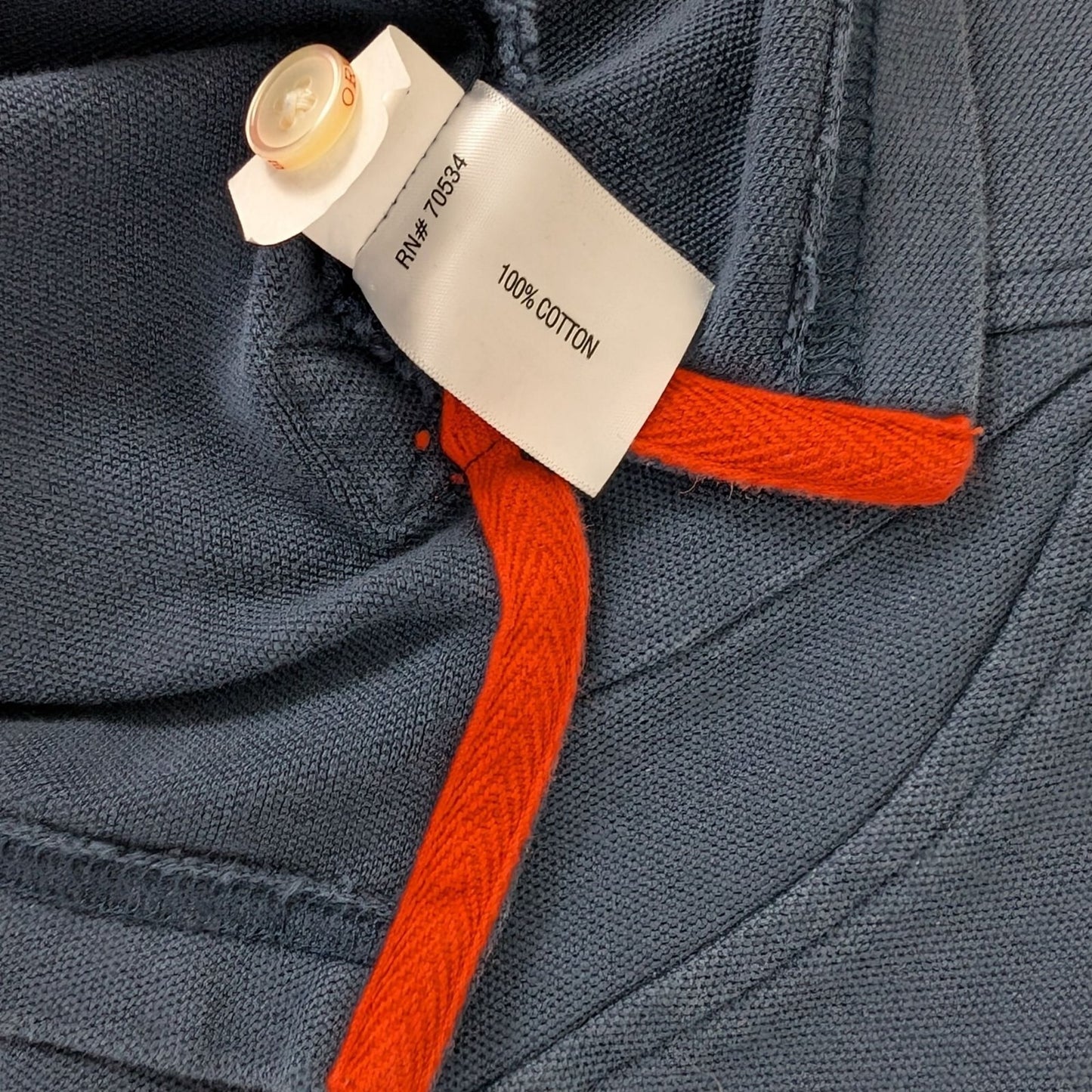 Orvis Men’s Polo Shirt Size Large Navy Blue 100% Cotton Fly Logo Made in Peru