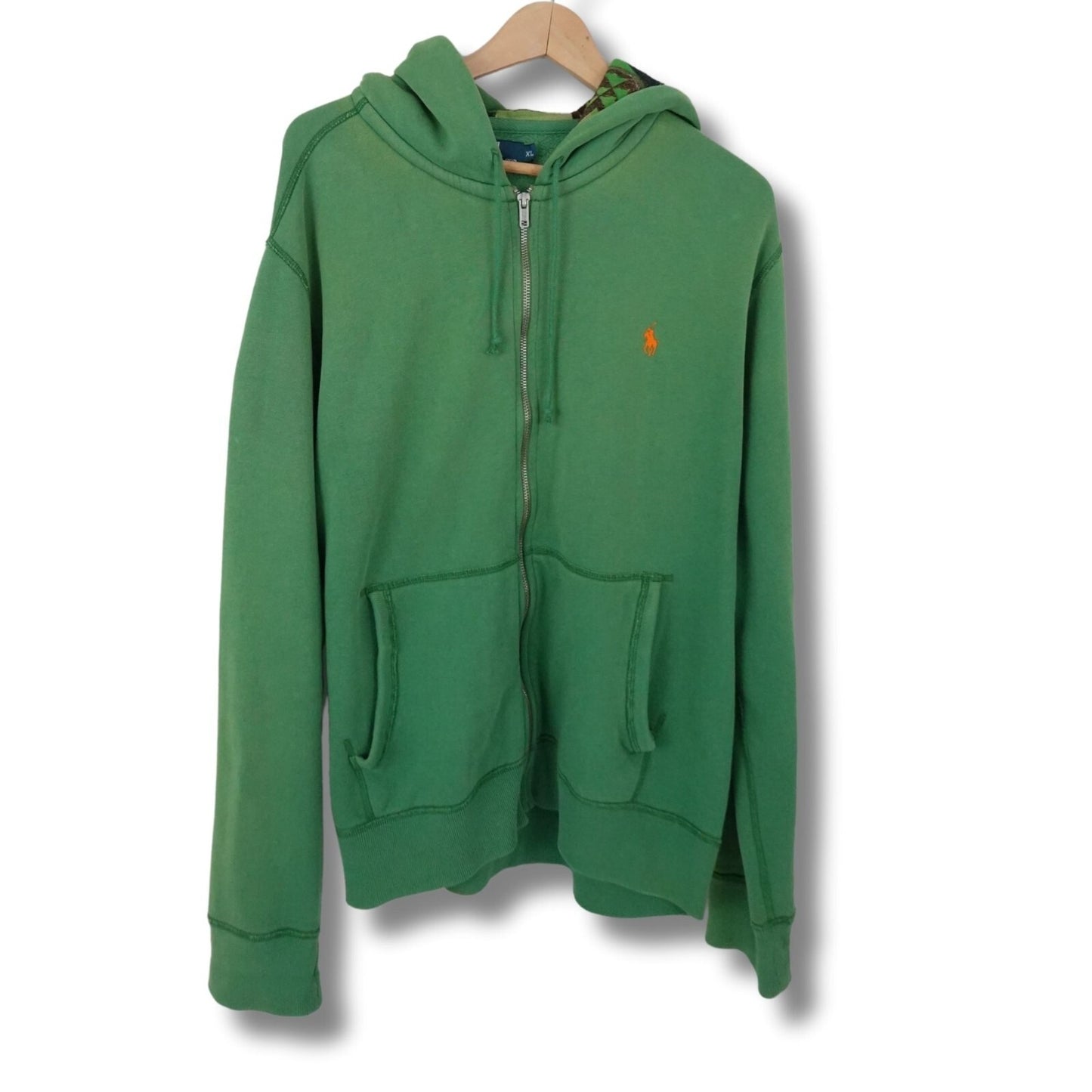 Vintage Polo Ralph Lauren Green Aztec Lined Zip Hoodie - Size XL