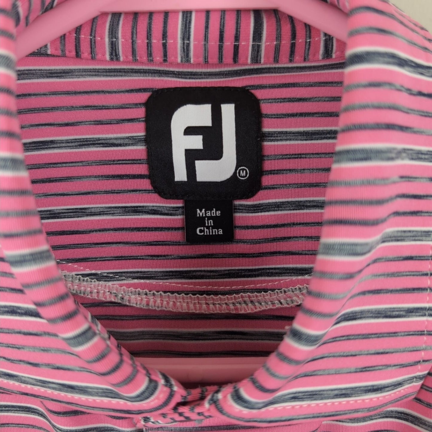 FootJoy Pink Striped Golf Shirt Men's - Size M