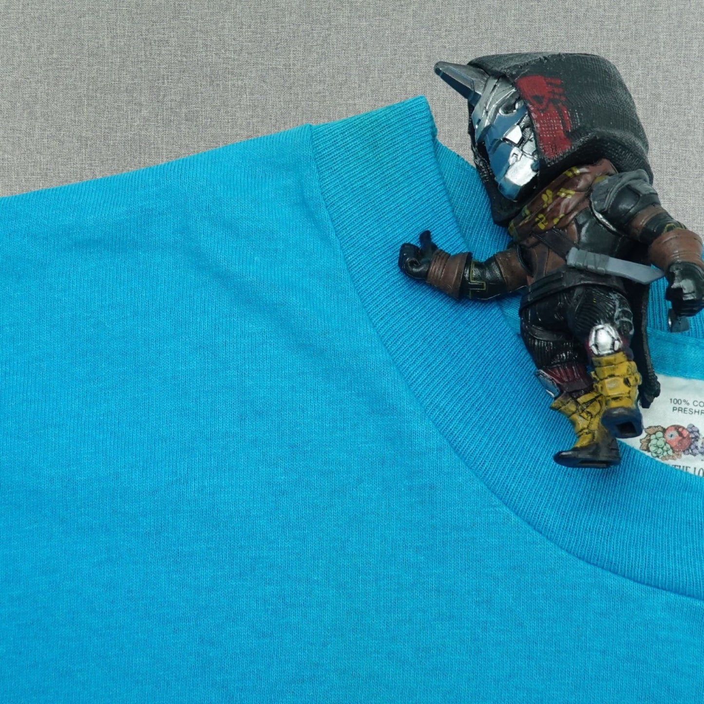Vintage 80's Single Stitch FOTL Aqua Blue Blank Pocket T-Shirt - Size S