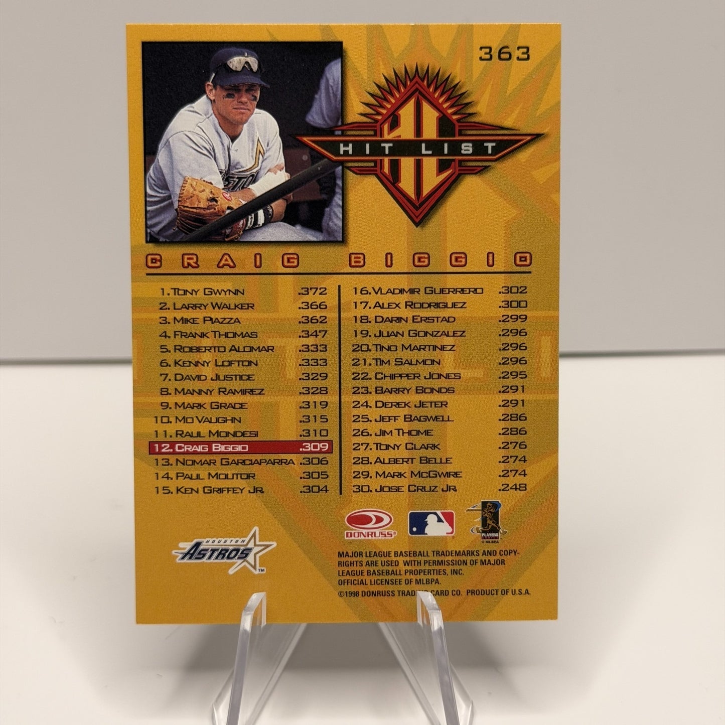 1998 Donruss - Hit List Craig Biggio #363