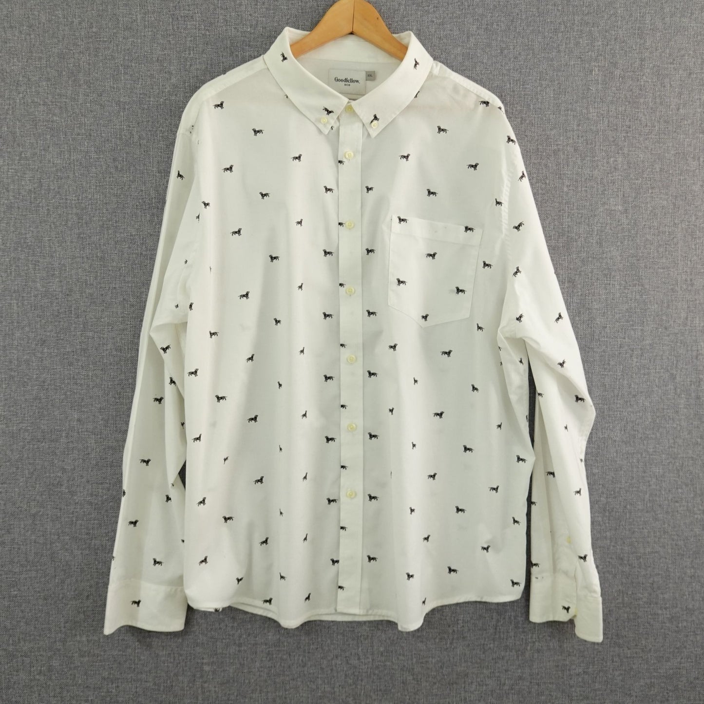Goodfellow & Co Oxford Shirt White Dog Print - Size 2XL