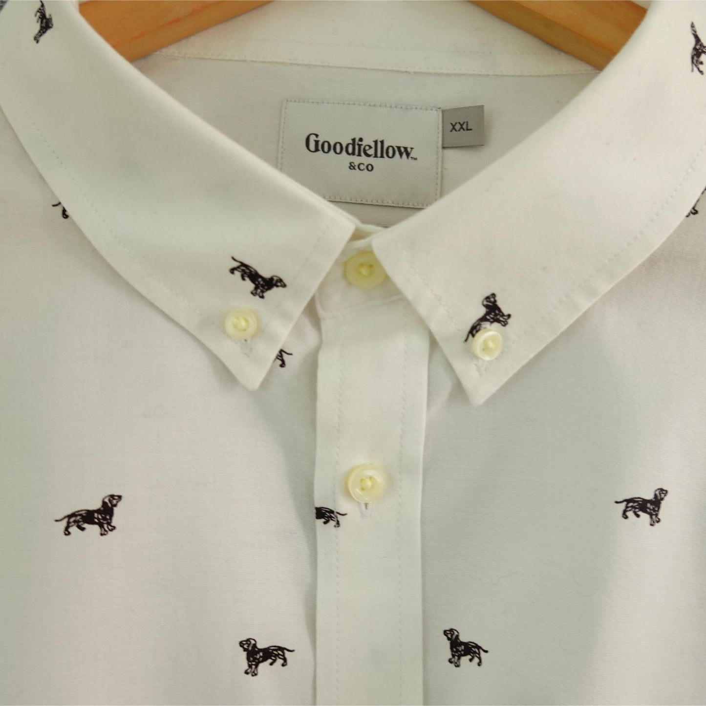 Goodfellow & Co Oxford Shirt White Dog Print - Size 2XL