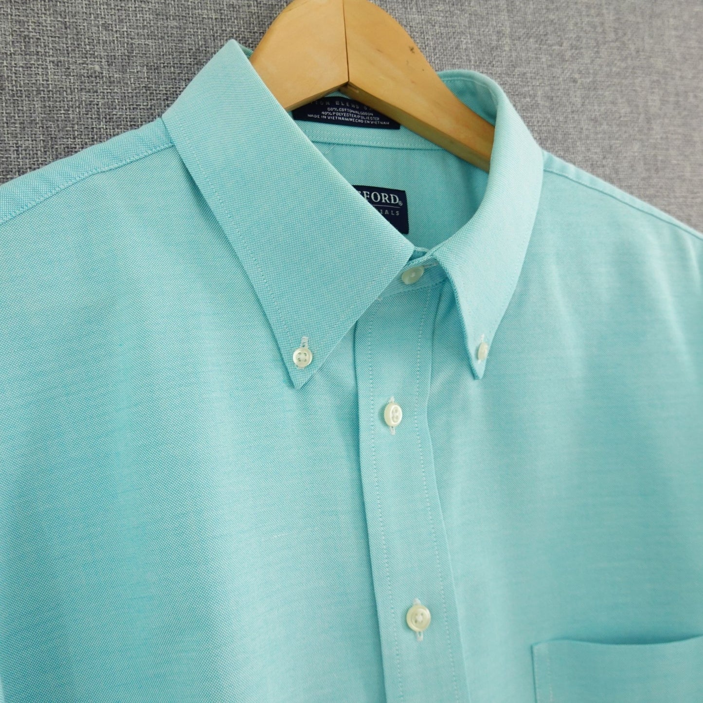 Stafford Oxford Long Sleeve Regular Fit Dress Shirt Aqua Blue - Size 17 34/35