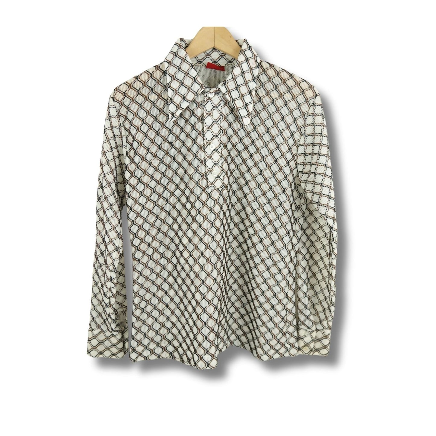 Vintage 70's Sears Kings Road Open Weave Disco Shirt - Size M