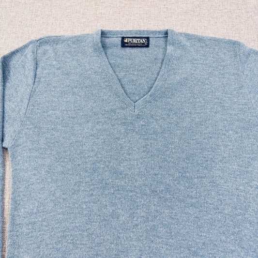 Vintage 90s Puritan Acrylic V-Neck Sweater Blue Fits Medium Soft Great Condition