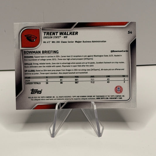 2025 Bowman Chrome U - Trent Walker #54 Oregon State Beavers