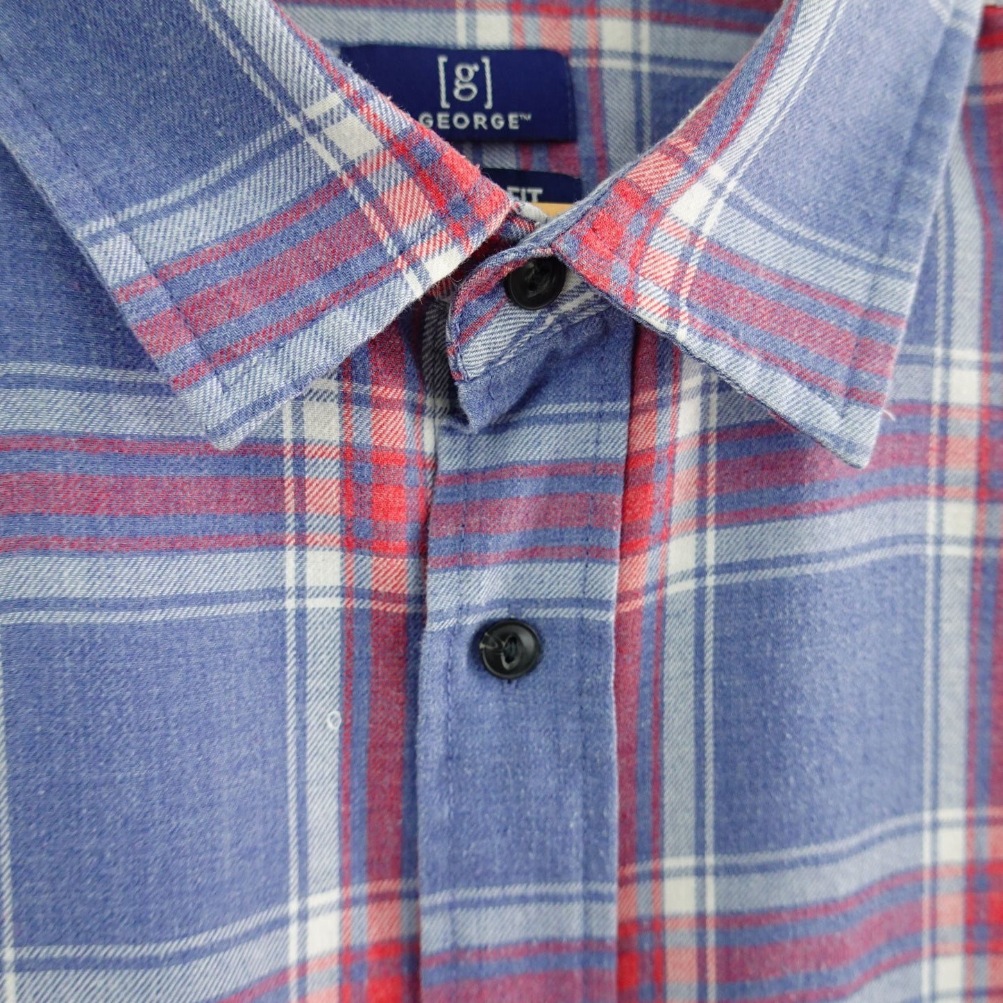 George Blue Red White Plaid Long Sleeve Shirt - Size XL